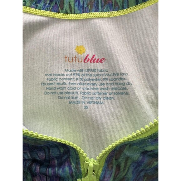 TutuBlue Full Zip Womens XS Blue Green Rash Guard UPF50 Thumbhole Pocket - Picture 5 of 16
